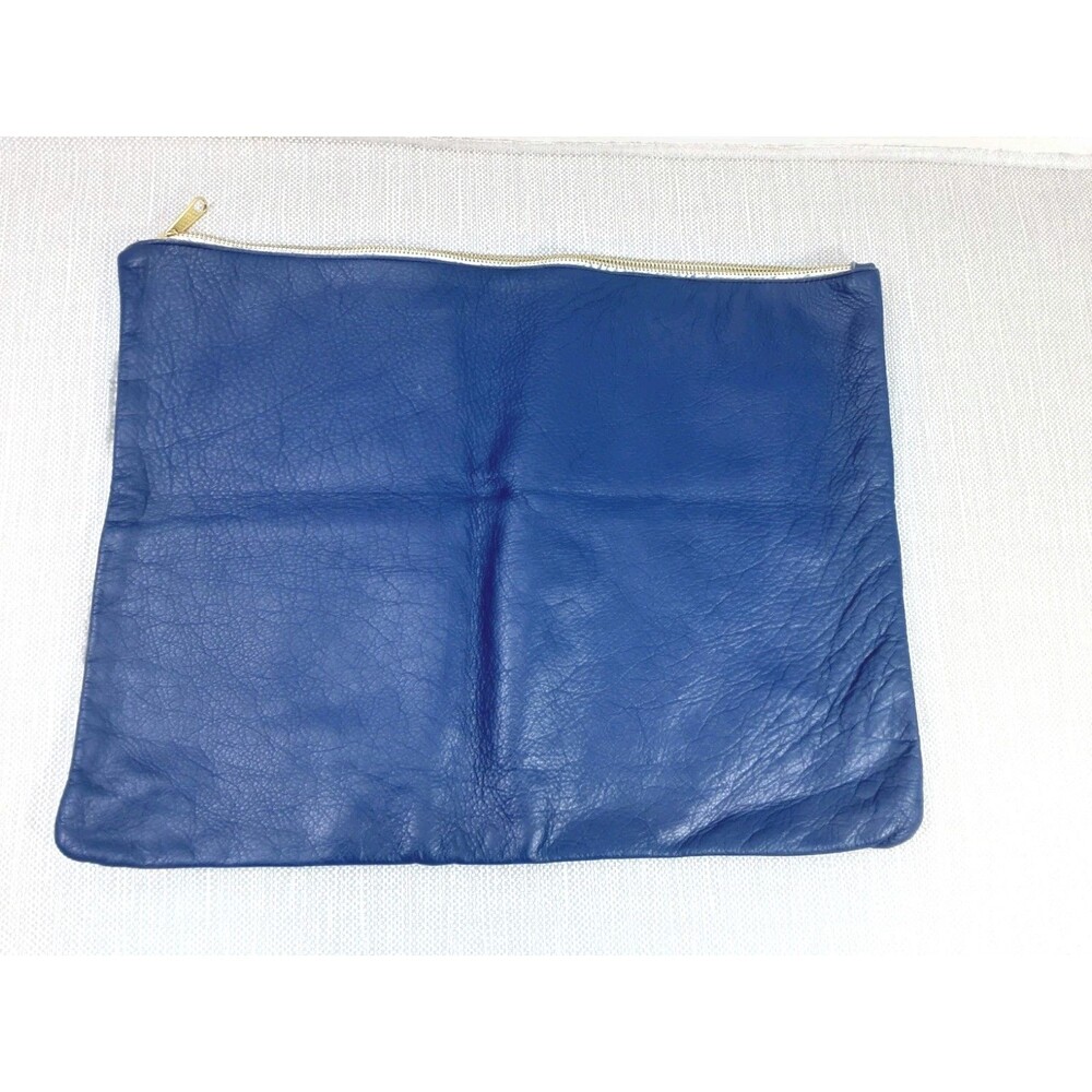 American Apparel Royal Blue Leather Large Carry All Pouch Clutch